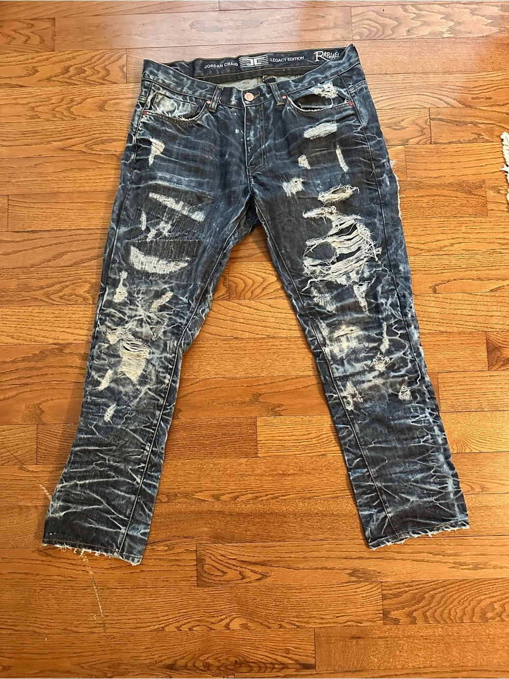 Jordan Craig Legacy Edition Acid Wash Men's Distressed Blue Raphael Jeans 34x32